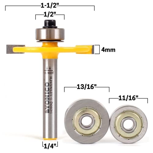 YONICO Biscuit Cutter Joint Slot Router Bit & Bearing Set 1/4-Inch Shank 14383q