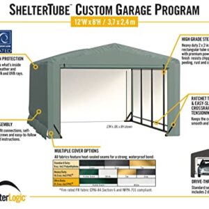 ShelterLogic ShelterTube Garage & Storage Shelter, 12' x 18' x 8' Heavy-Duty Steel Frame Wind and Snow-Load Rated Enclosure, Gray