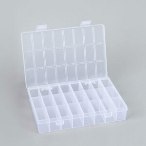 PINYUAN Practical 24 Grids Compartment Plastic Storage Box Jewelry Earring Bead Screw Holder Case Display Organizer Container (Clear)