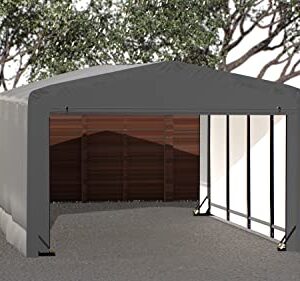 ShelterLogic ShelterTube Garage & Storage Shelter, 12' x 18' x 8' Heavy-Duty Steel Frame Wind and Snow-Load Rated Enclosure, Gray