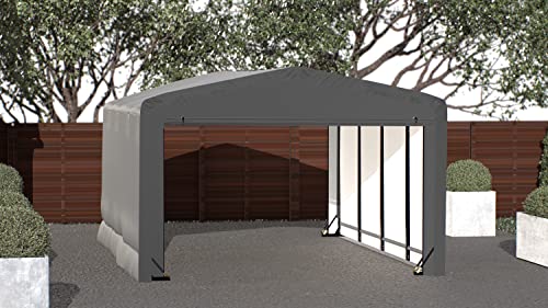 ShelterLogic ShelterTube Garage & Storage Shelter, 12' x 18' x 8' Heavy-Duty Steel Frame Wind and Snow-Load Rated Enclosure, Gray