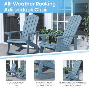 Flash Furniture Savannah Poly Resin Wood Adirondack Rocking Chair - All Weather Sea Foam Polystyrene - Stainless Steel Hardware