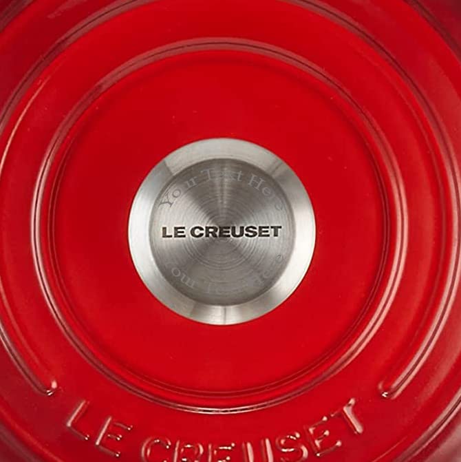 Le Creuset Signature Enameled Cast Iron 9.5"/1.75qt. Bread Oven - Cerise w/Additional Engraved Personalized Stainless Steel Knob