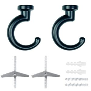 obstkuchen large swag ceiling hooks heavy duty swag hook with hardware for hanging plants ceiling installation cavity wall fixing (2 sets, black)