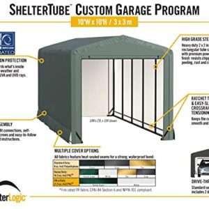 ShelterLogic ShelterTube Garage & Storage Shelter, 10' x 27' x 10' Heavy-Duty Steel Frame Wind and Snow-Load Rated Enclosure, Green