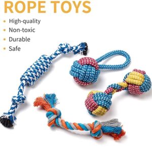 Derong Puppy Toys for Small Dogs, Teething Toys for Puppies,Cute Dog Toys for Small Dogs,Durable Chew Toys for Puppies,100% Natural Cotton Rope Chew Toys,Non-Toxic and Safe(7 Pack)