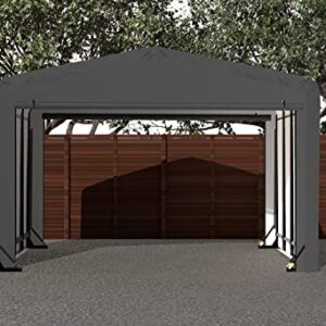 ShelterLogic ShelterTube Garage & Storage Shelter, 12' x 18' x 8' Heavy-Duty Steel Frame Wind and Snow-Load Rated Enclosure, Gray