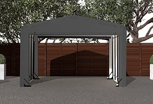 ShelterLogic ShelterTube Garage & Storage Shelter, 12' x 18' x 8' Heavy-Duty Steel Frame Wind and Snow-Load Rated Enclosure, Gray