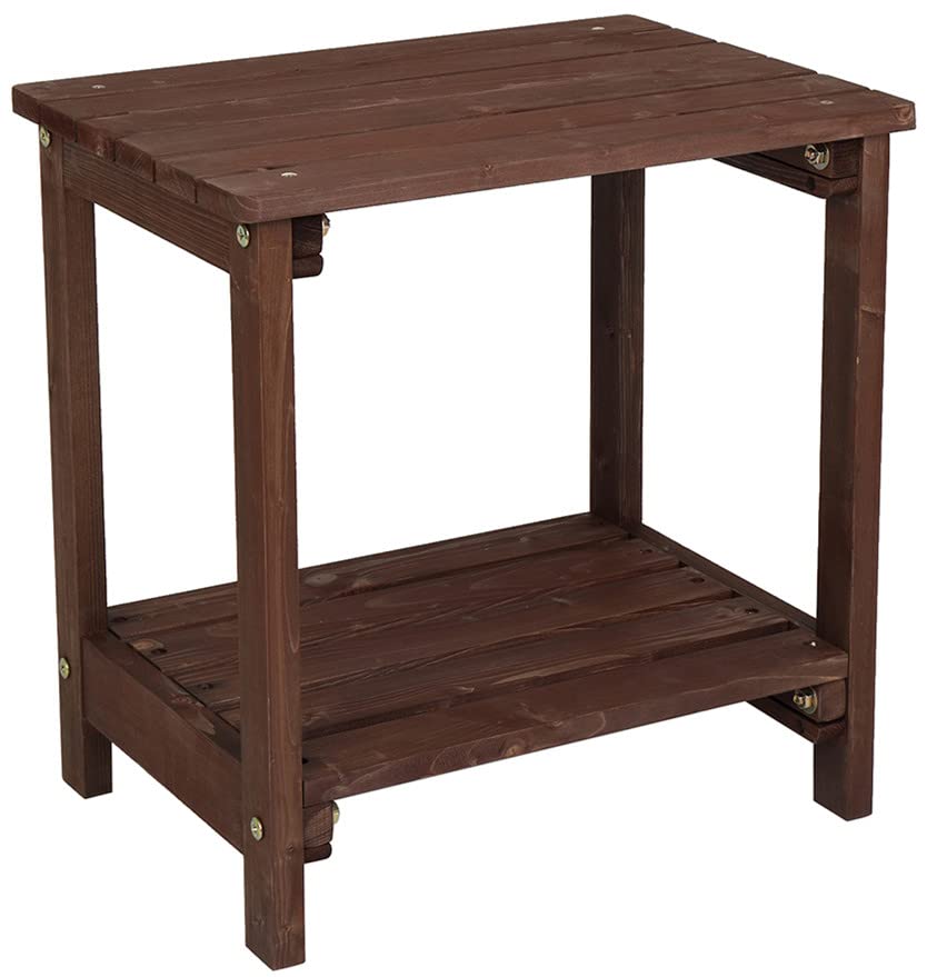 be current Outdoor Rectangular Side Table,Outdoor Patio Table Coffee Tea Bistro Small End Table,Wood with Storage,Outside Wooden Accent Furniture for Balcony Porch Garden, Brown