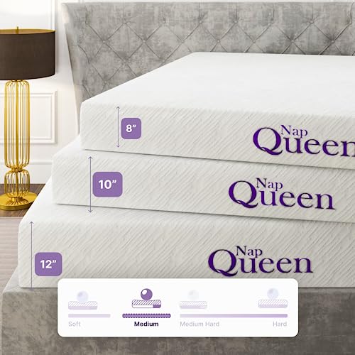 NapQueen King Mattress, 14 Inch Elizabeth Cooling Gel Memory Foam Mattress, King Bed Mattress in a Box, CertiPUR-US Certified, Medium Firm, Breathable Soft Fabric Cover