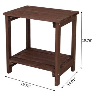 be current Outdoor Rectangular Side Table,Outdoor Patio Table Coffee Tea Bistro Small End Table,Wood with Storage,Outside Wooden Accent Furniture for Balcony Porch Garden, Brown