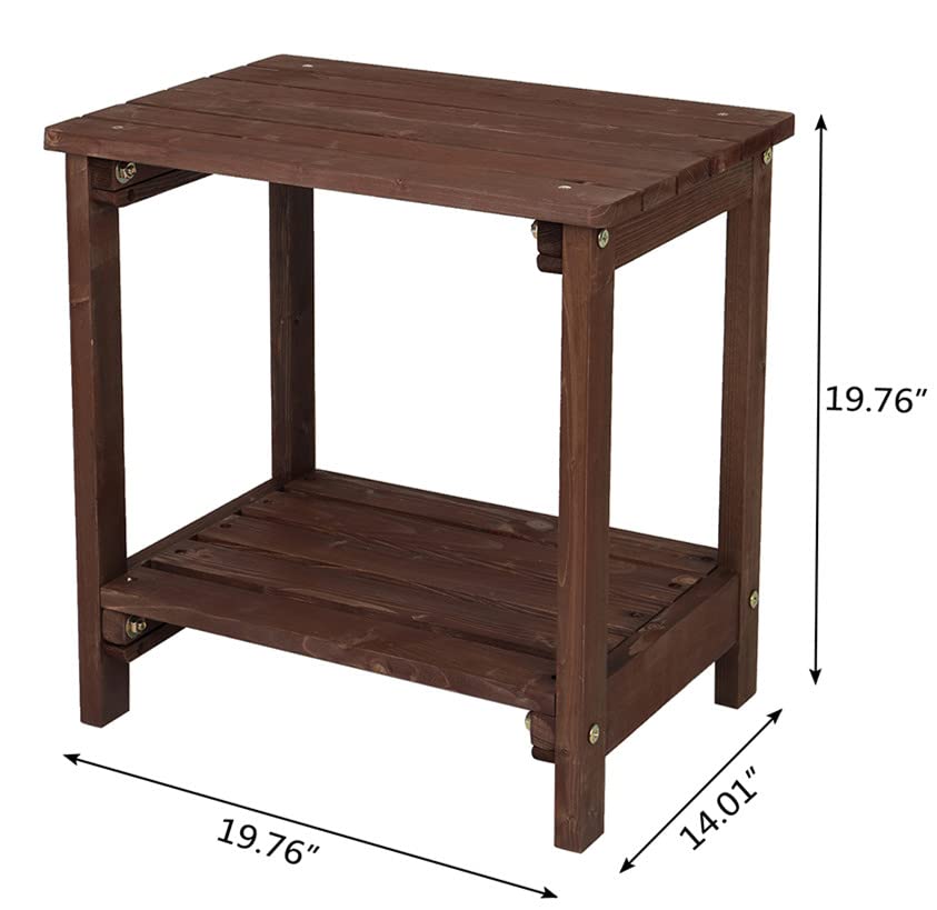 be current Outdoor Rectangular Side Table,Outdoor Patio Table Coffee Tea Bistro Small End Table,Wood with Storage,Outside Wooden Accent Furniture for Balcony Porch Garden, Brown