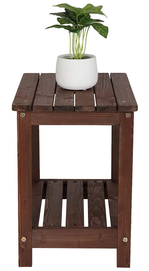 be current Outdoor Rectangular Side Table,Outdoor Patio Table Coffee Tea Bistro Small End Table,Wood with Storage,Outside Wooden Accent Furniture for Balcony Porch Garden, Brown