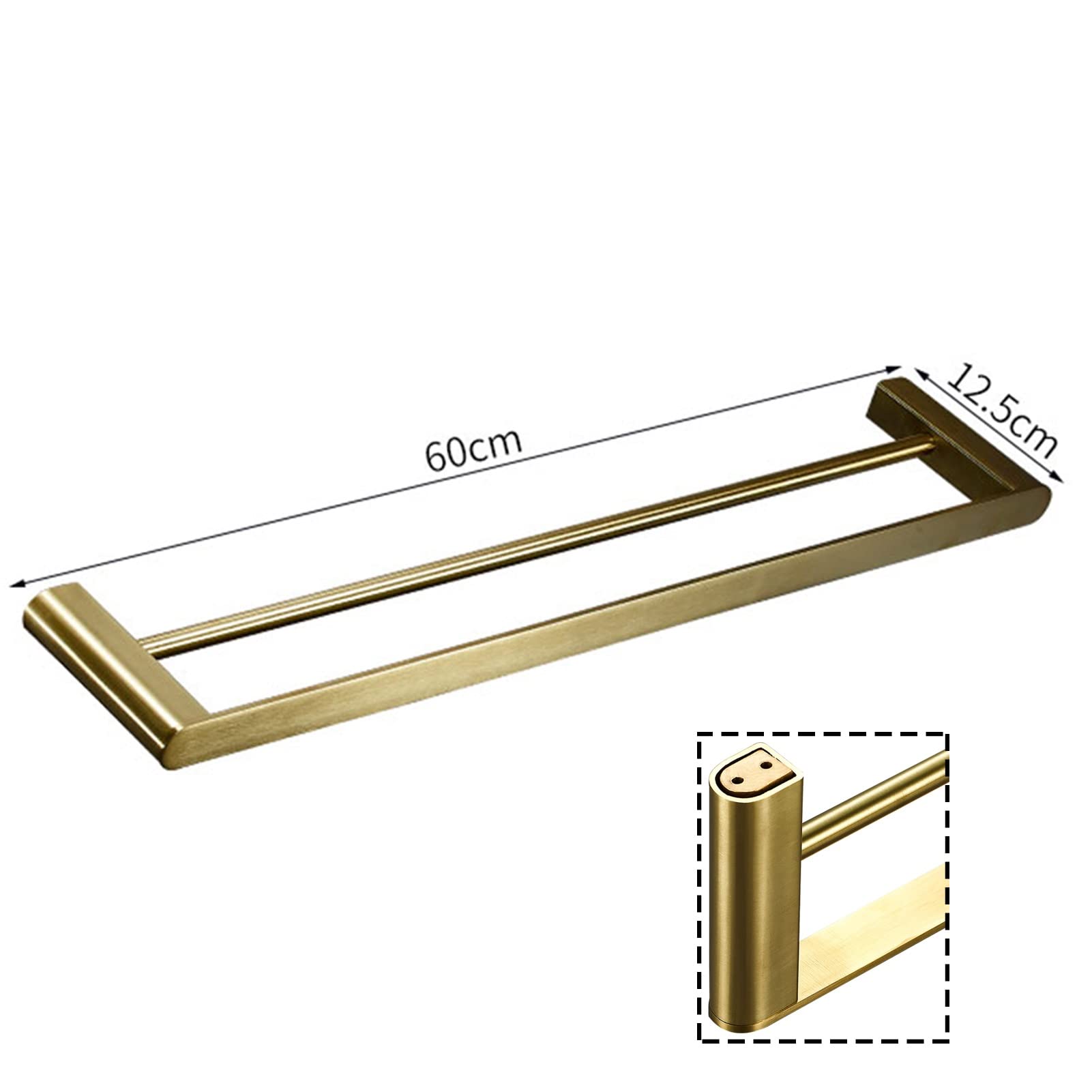 Towel Rail Bar, Stainless Steel Double Towel Holder, 40cm - 80cm Wall Mounted Polished Bath Towel Rack for Bathroom and Kitchen, Gold