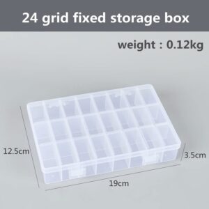 PINYUAN Practical 24 Grids Compartment Plastic Storage Box Jewelry Earring Bead Screw Holder Case Display Organizer Container (Clear)