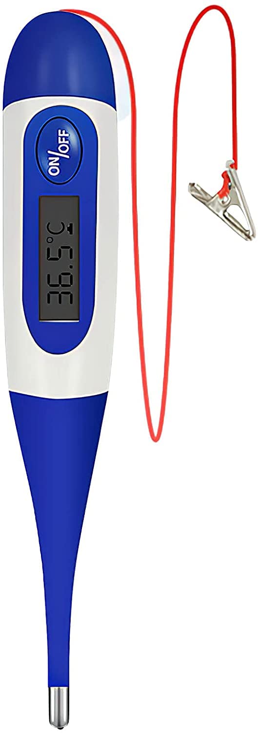 Elolicu Pet Thermometer, Waterproof Digital Veterinary Thermometer Portable Pet Digital Thermometer Pet Thermometer with Reminder Function Thermometer for Dogs Cats Horse Cattle Pigs Sheep