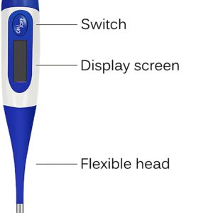 Elolicu Pet Thermometer, Waterproof Digital Veterinary Thermometer Portable Pet Digital Thermometer Pet Thermometer with Reminder Function Thermometer for Dogs Cats Horse Cattle Pigs Sheep