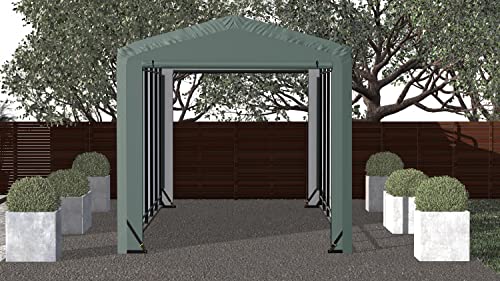 ShelterLogic ShelterTube Garage & Storage Shelter, 10' x 27' x 10' Heavy-Duty Steel Frame Wind and Snow-Load Rated Enclosure, Green