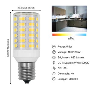 ZHENMING Upgraded 5304517886 kei d28a kel2811 Freezer Light Bulb E17 4W Refrigerator Light Bulb Replace, Daylight 5.5W Appliance Lamp Range Hood 40W-60W Equivalent, AC100-265V Non-Dimmable, Pack of 2