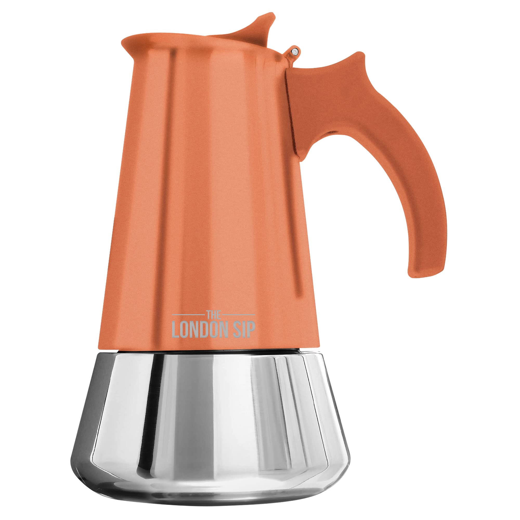 London Sip Stainless Steel Stove-Top Espresso Maker Coffee Pot Italian Moka Percolator, Copper, 6 Cup