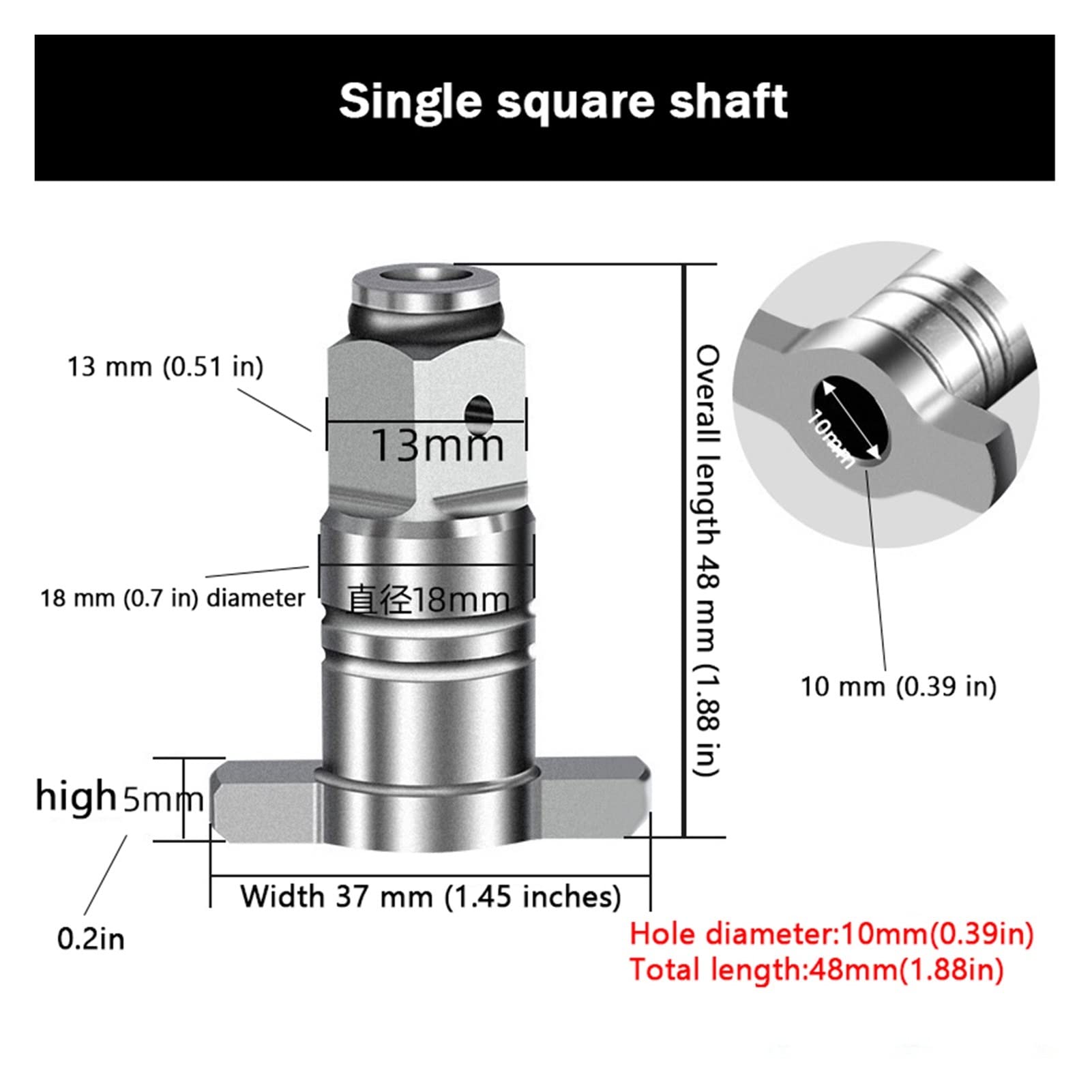 Replacement anvil assembly, impact wrench anvil assembly, Universal Multifunctional Impact Wrench Anvil (Color : Single use, Size : Square axis)