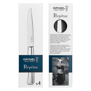 Opinel Perpétue Flatware Collection, Timeless and Elegant Stainless Steel Construction, Dishwasher Safe, Designed in France, Made in Portugal (4 Piece Knife Set)