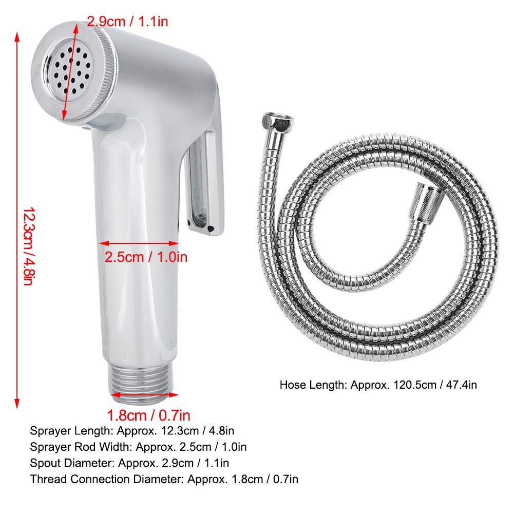 Bidet Sprayer, 3Pcs/Set Electroplating Toilet Sprayer ABS Spray Head Bracket Hose Kit Handheld Bathroom Accessories