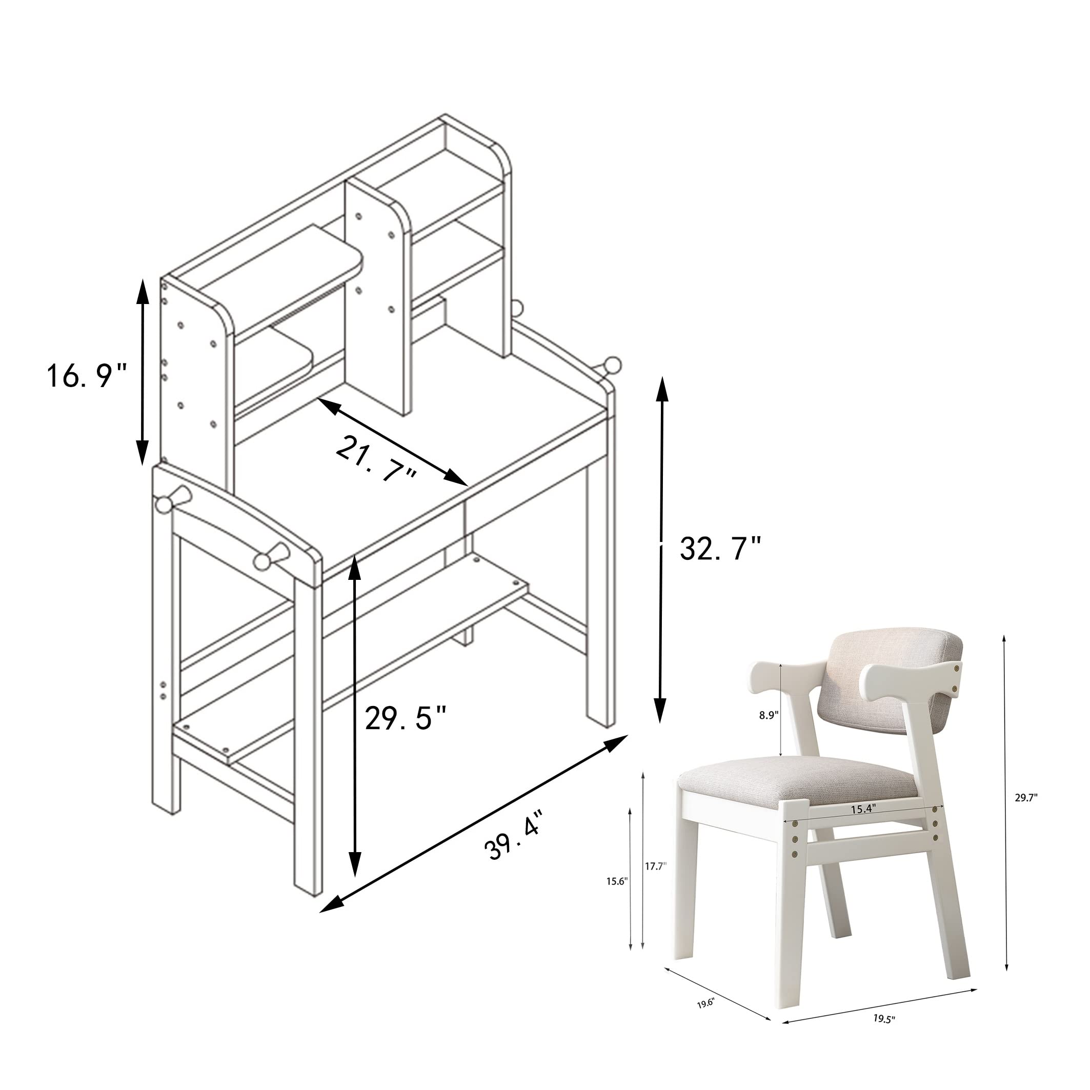 BALANBO Kids Table Kids Desk and Chair Set with Drawer and Bookshelf Wooden Children’s Media Desk Student's Study Computer Workstation and Writing Table (Brown)