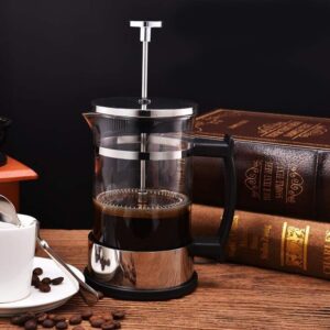 French Press Stainless Steel Espresso Maker, Plunger Coffee Maker, Espresso and Tea Maker with Filter, French Press Coffee Machine 11 x 7.2 x16.3cm