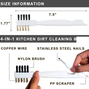 Kitchen Stove Cleaning Brush + Scraper Tool Set, Brass Wire Brushes for Range Hood Grease Grime, Rust Cleaner Heavy Duty Stainless Steel Putty Scraper for Gas Burners Cooktop Pot Pan (Brush + Scraper)