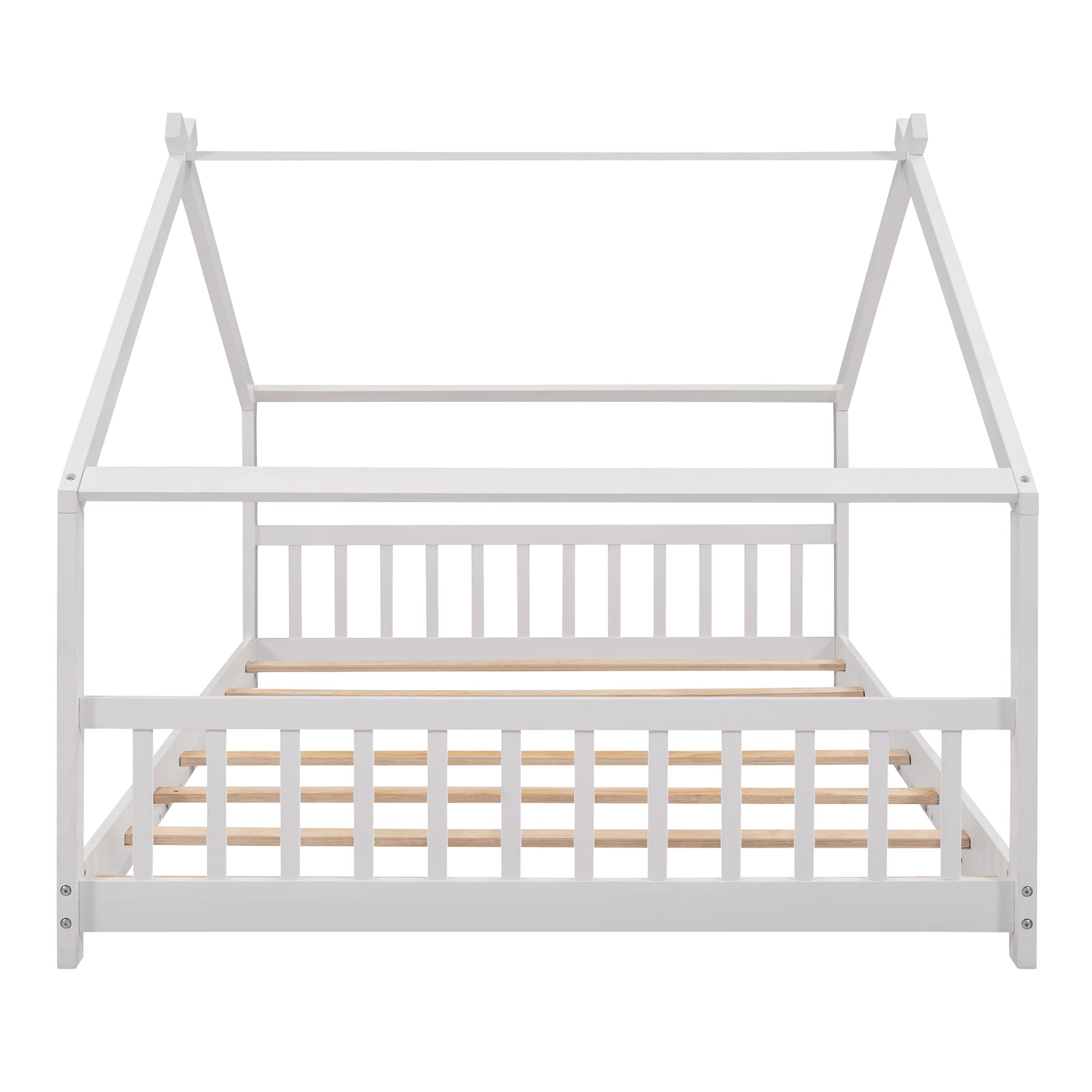 Harper & Bright Designs Full Size House Bed for Kids, Full Bed Frame with Headboard and Footboard, Wooden Kids House Bed for Girls Boys Bedroom Furniture, No Box Spring Needed, White