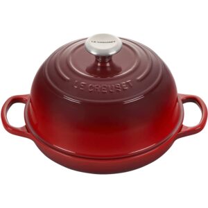 le creuset signature enameled cast iron 9.5"/1.75qt. bread oven - cerise w/additional engraved personalized stainless steel knob