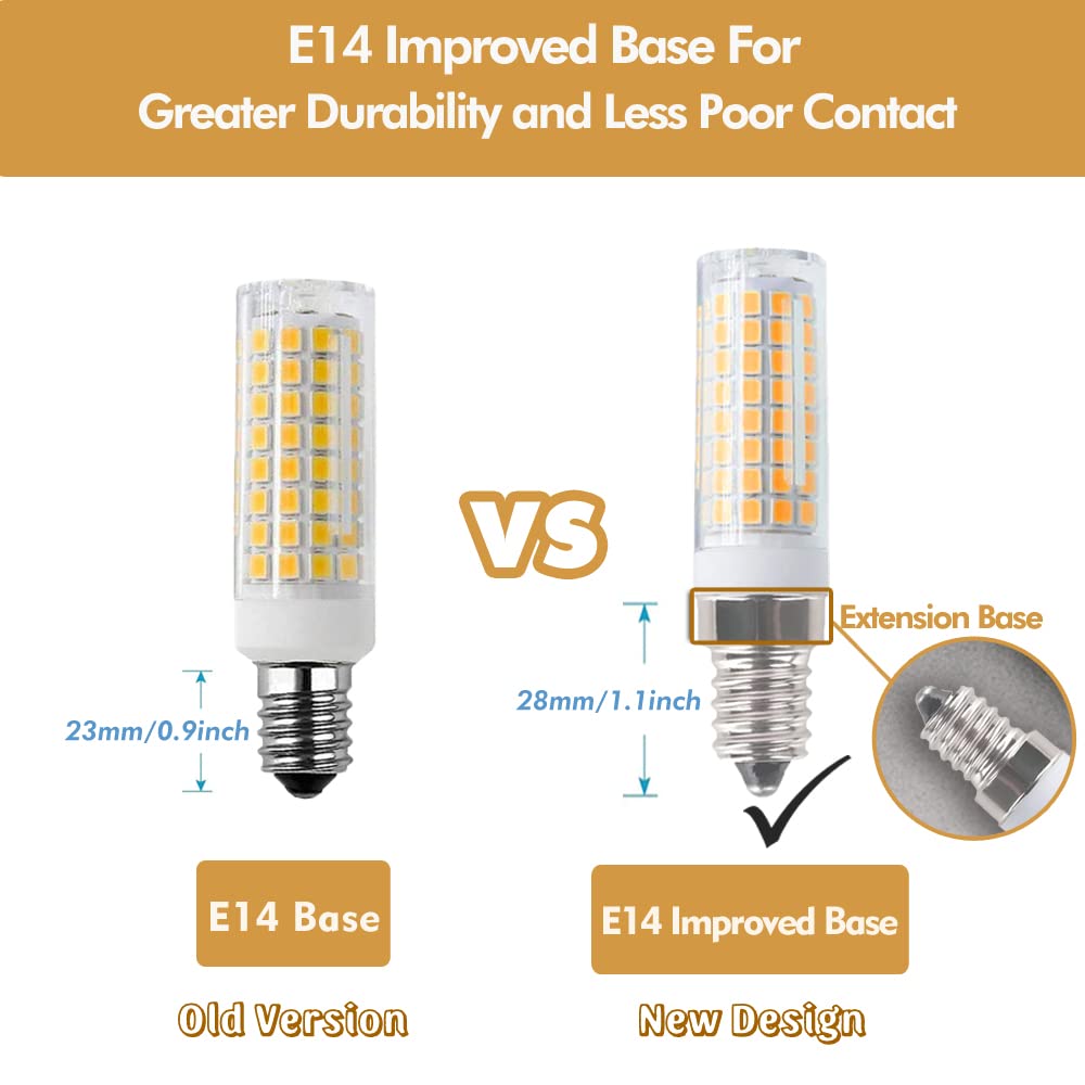 E14 LED Bulb 7W 120V European Light Bulbs Equivalent 75W Incandescent Bulb, Dimmable E14 Base for Cooker Hood Bulbs Turkish lamp Bulb, E14 Socket Light Bulb Warm White 3000K (2 Pack)