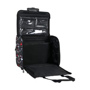 Everything Mary Craft Trolley Bag, Black Floral - Craft Organiser on Wheels for Sewing, Scrapbooking, Paper Craft, and Art - Storage Case for Supplies and Accessories