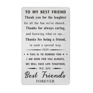 laluminter to my best friend engraved wallet card - friend forever - friendship gifts for women men unique - bff birthday card