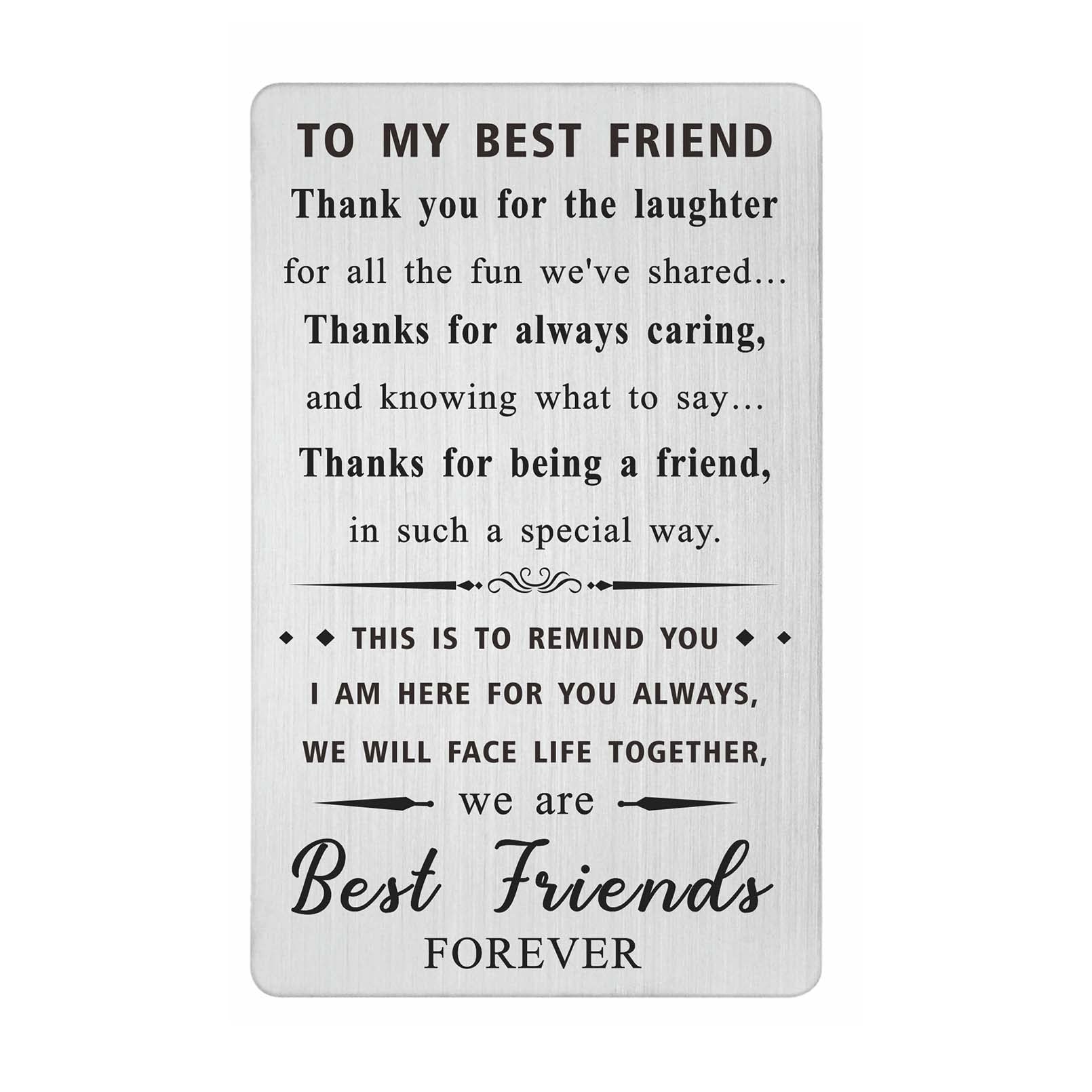 Laluminter to My Best Friend Engraved Wallet Card - Friend Forever - Friendship Gifts for Women Men Unique - Bff Birthday Card