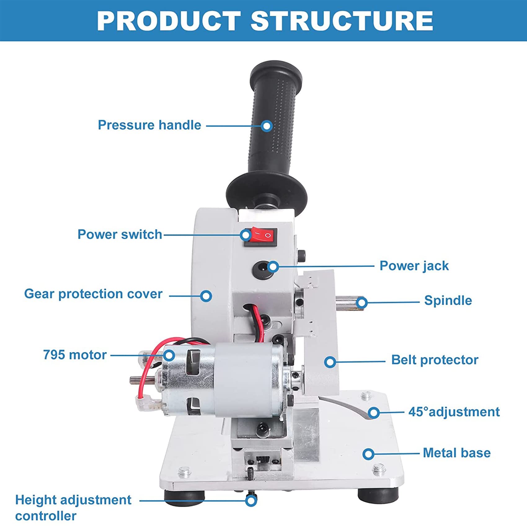 oiakus Mini Miter Saw, Portable Table Saw with 0-45° Angle and Height Adjustable for Soft Metal, Iron Sheet, Wood, Plastic, Aluminum Alloy Cutting