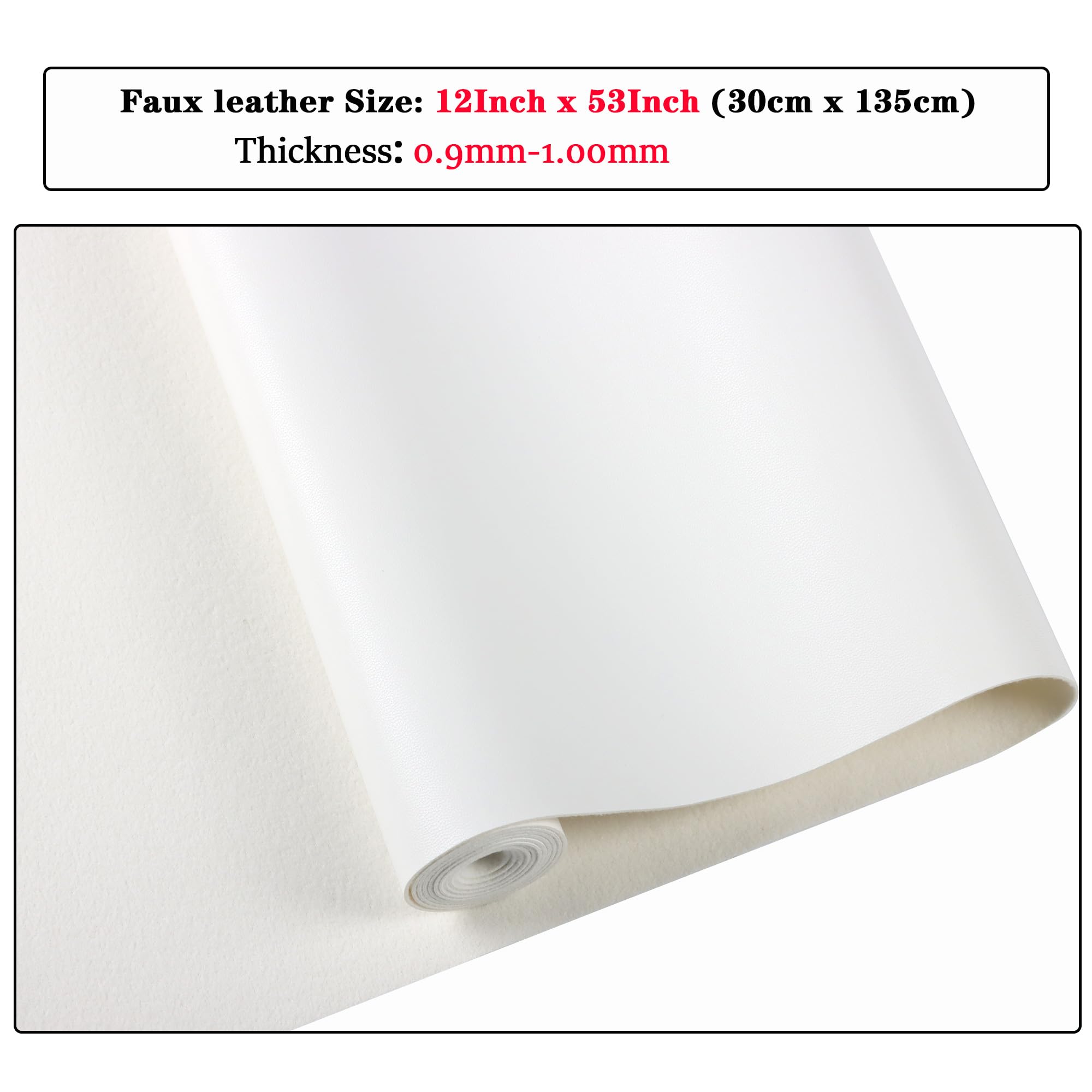 Ramya Smooth Solid Color White Faux Leather Sheets 1Rolls 12"x 53" (30cm x 135cm),Faux Leather is Great for Handmade DIY Craft Projects, Bows,Leather Earrings (White)