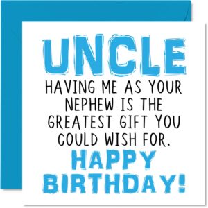 stuff4 funny birthday cards for uncle - having me as your nephew greatest gift wish - joke happy birthday card for uncle from nephew, birthday gifts, 5.7 x 5.7 inch mens birthday greeting cards