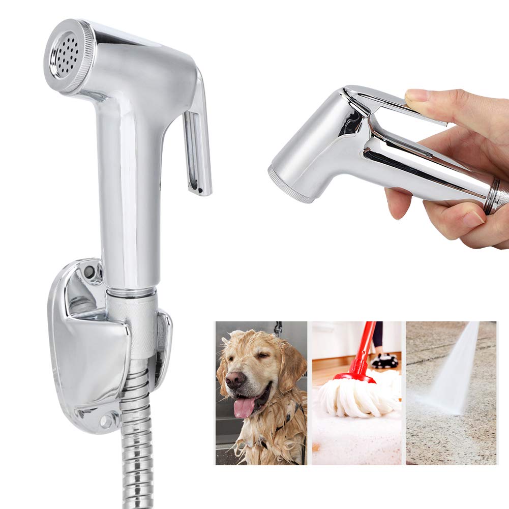 Bidet Sprayer, 3Pcs/Set Electroplating Toilet Sprayer ABS Spray Head Bracket Hose Kit Handheld Bathroom Accessories