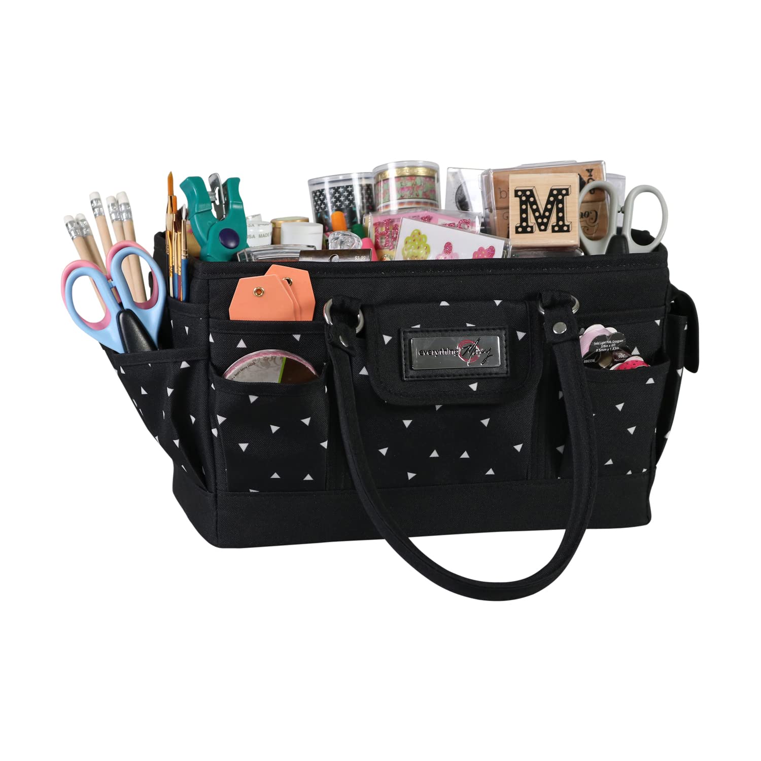 Everything Mary Deluxe Store and Tote, Black & White - Caddy for Art, Craft, Sewing & Scrapbooking Supplies - Craft Organizers and Storage with Many Compartments