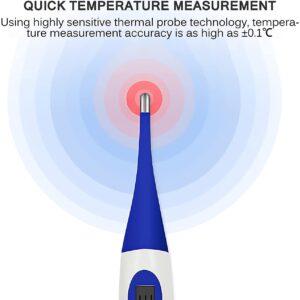 Elolicu Pet Thermometer, Waterproof Digital Veterinary Thermometer Portable Pet Digital Thermometer Pet Thermometer with Reminder Function Thermometer for Dogs Cats Horse Cattle Pigs Sheep