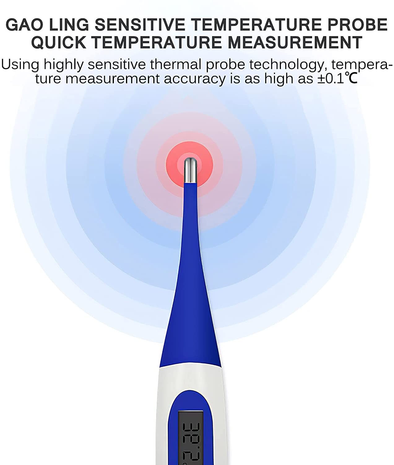 Elolicu Pet Thermometer, Waterproof Digital Veterinary Thermometer Portable Pet Digital Thermometer Pet Thermometer with Reminder Function Thermometer for Dogs Cats Horse Cattle Pigs Sheep