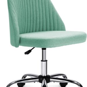 OLIXIS Home Office Desk Chair - Adjustable Rolling Chair, Armless Cute Modern Task Chair for Office, Home, Make Up,Small Space, Bed Room, Green,XX-2776-GN