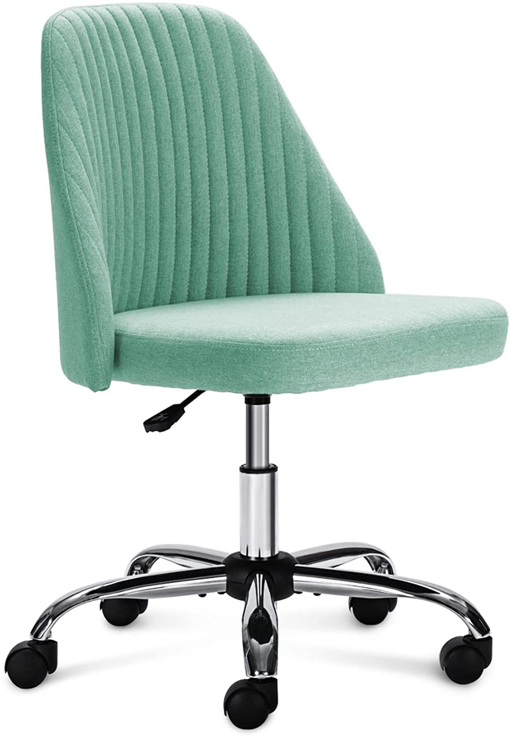 OLIXIS Home Office Desk Chair - Adjustable Rolling Chair, Armless Cute Modern Task Chair for Office, Home, Make Up,Small Space, Bed Room, Green,XX-2776-GN