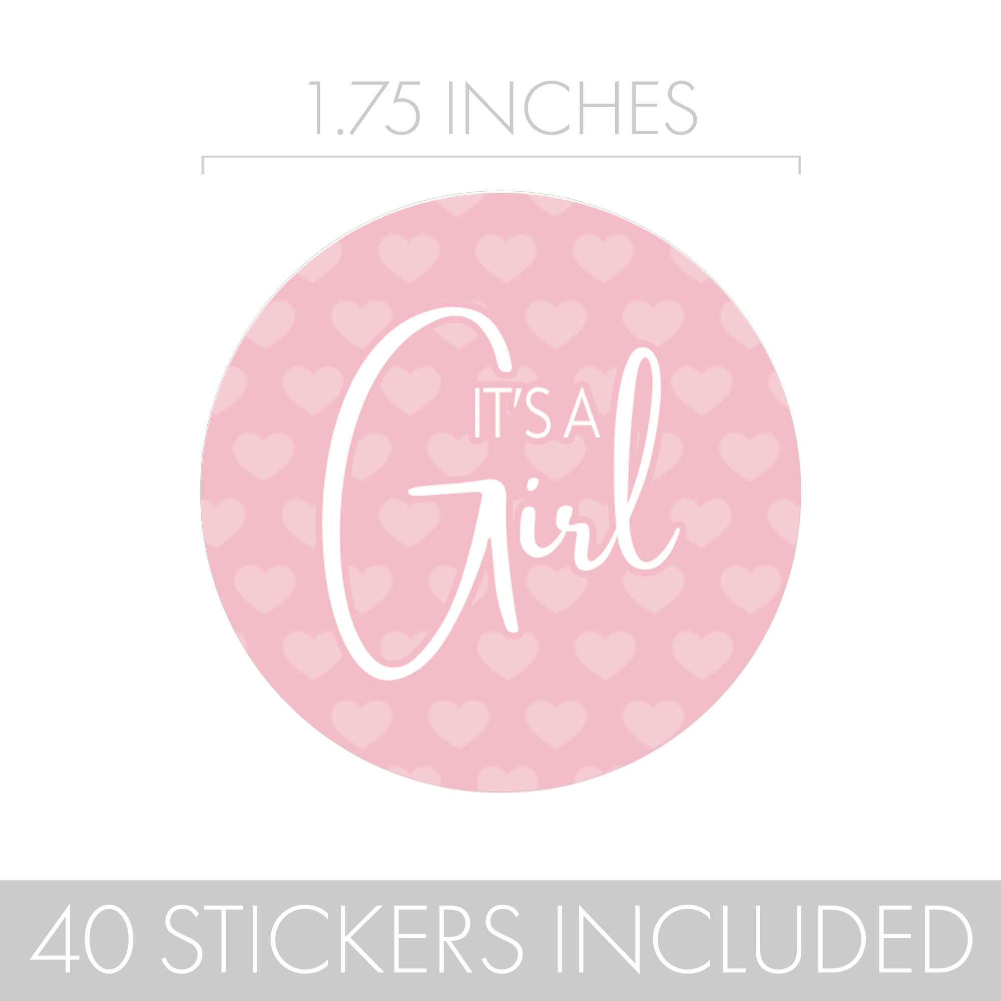 Pink It’s a Girl Baby Shower Stickers, Sweet Baby Girl Baby Shower Party Favor Bag Labels - 40 Count