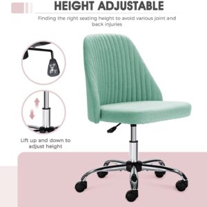 OLIXIS Home Office Desk Chair - Adjustable Rolling Chair, Armless Cute Modern Task Chair for Office, Home, Make Up,Small Space, Bed Room, Green,XX-2776-GN