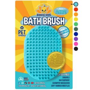 bodhi dog shampoo brush | pet shower & bath supplies for cats & dogs | dog bath brush for dog grooming | long & short hair dog scrubber for bath | professional quality dog wash brush