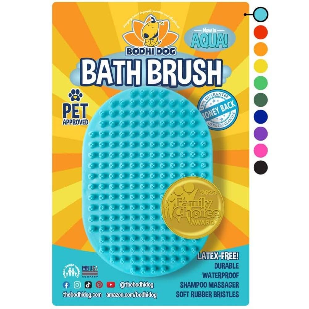 Bodhi Dog Shampoo Brush | Pet Shower & Bath Supplies for Cats & Dogs | Dog Bath Brush for Dog Grooming | Long & Short Hair Dog Scrubber for Bath | Professional Quality Dog Wash Brush