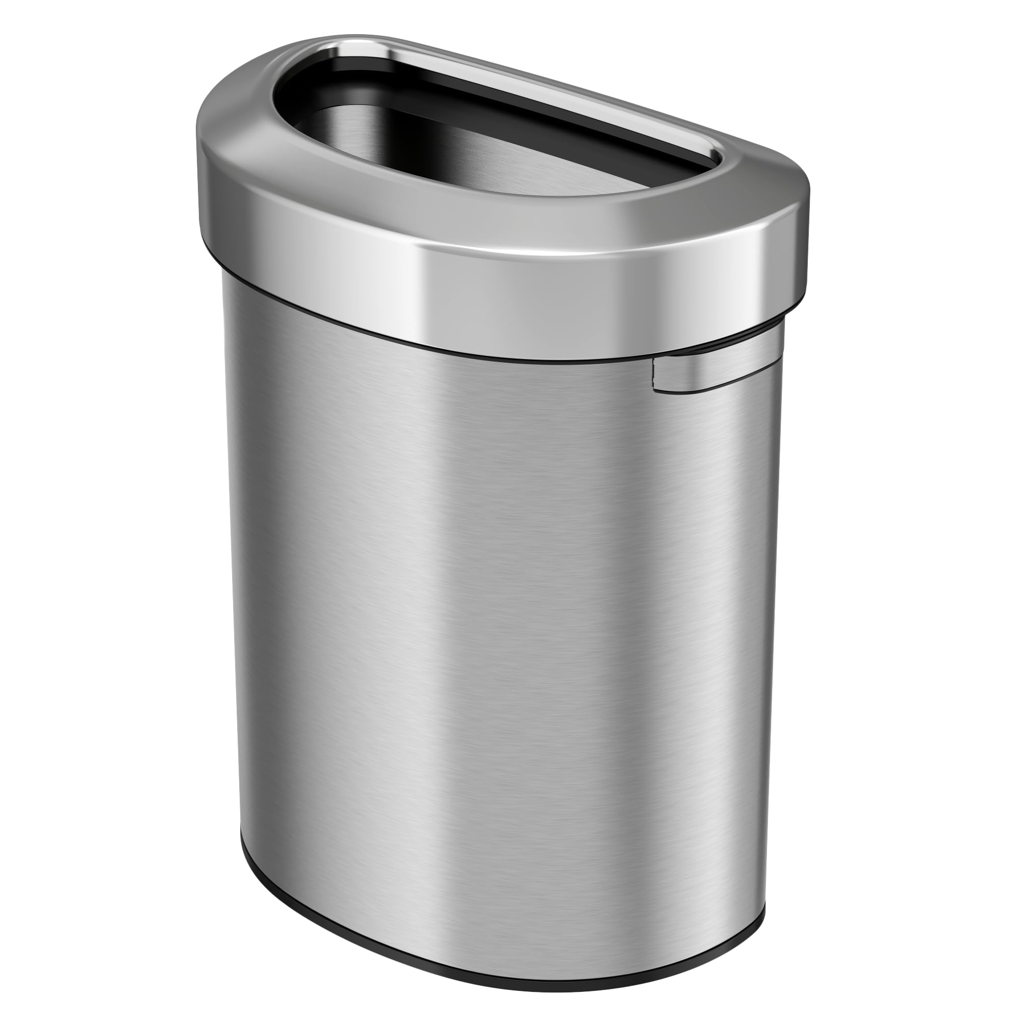 iTouchless 23 Gallon Stainless Steel Semi-Round Open Top Trash Can and Recycle Bin, 87 Liter, Slim and Space-Saving Design for Home, Office, Kitchen, Restaurant, Restroom, Large Capacity